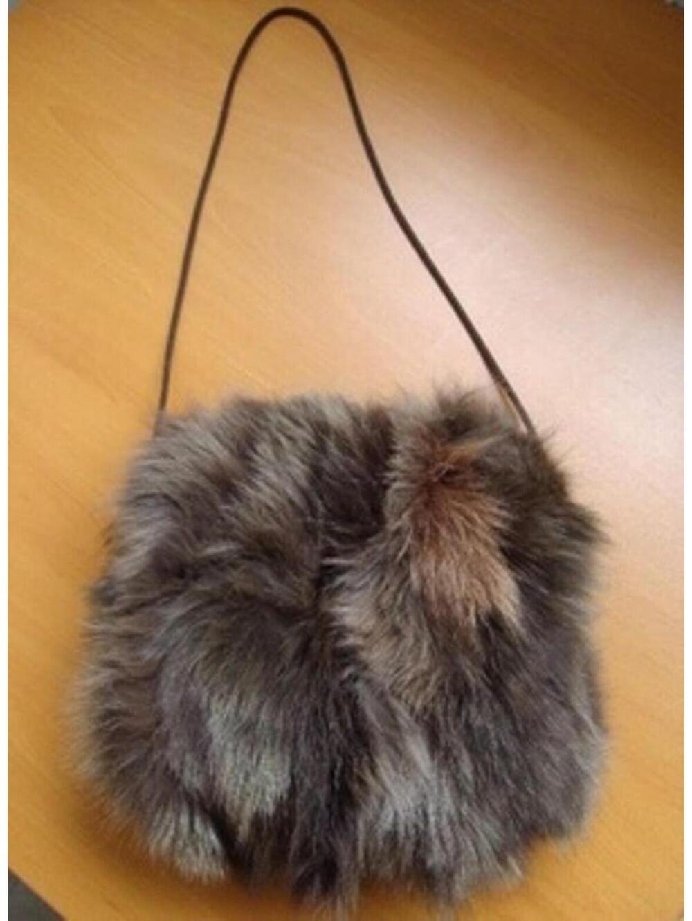 BRAND NEW BROWN FOX FUR HAND MUFF PURSE HANDBAG WOMEN WOMAN SIZE 10" X 10"